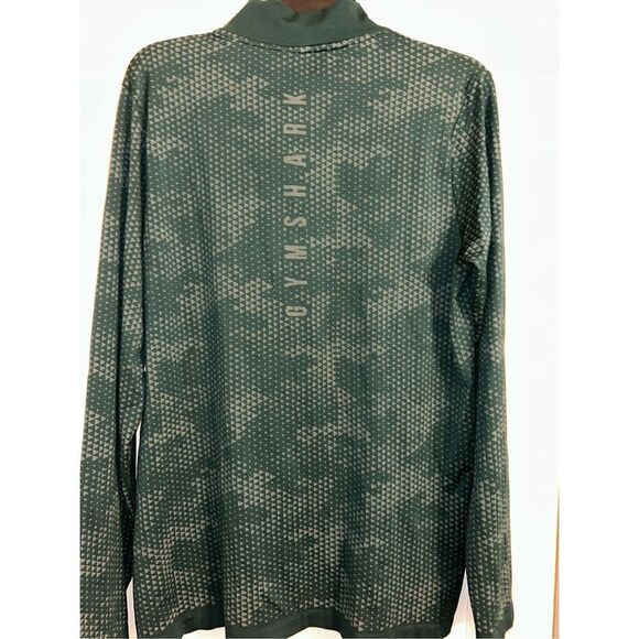 GYMSHARK Jacket Mens Large Slim Green 1/4 Zip Pullover Seamless Sport Gym woodla - Picture 4 of 6